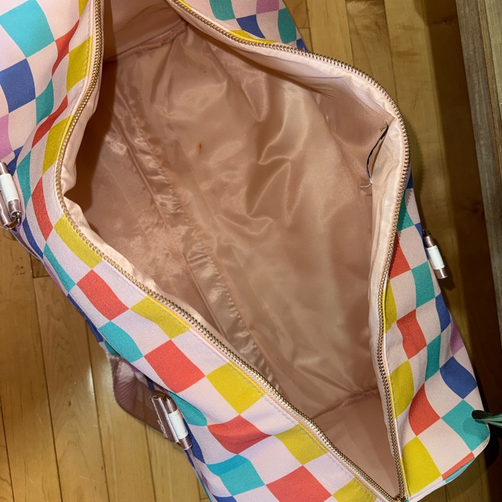 Multicolored Checkered Pattern Duffle Weekender B… - image 9